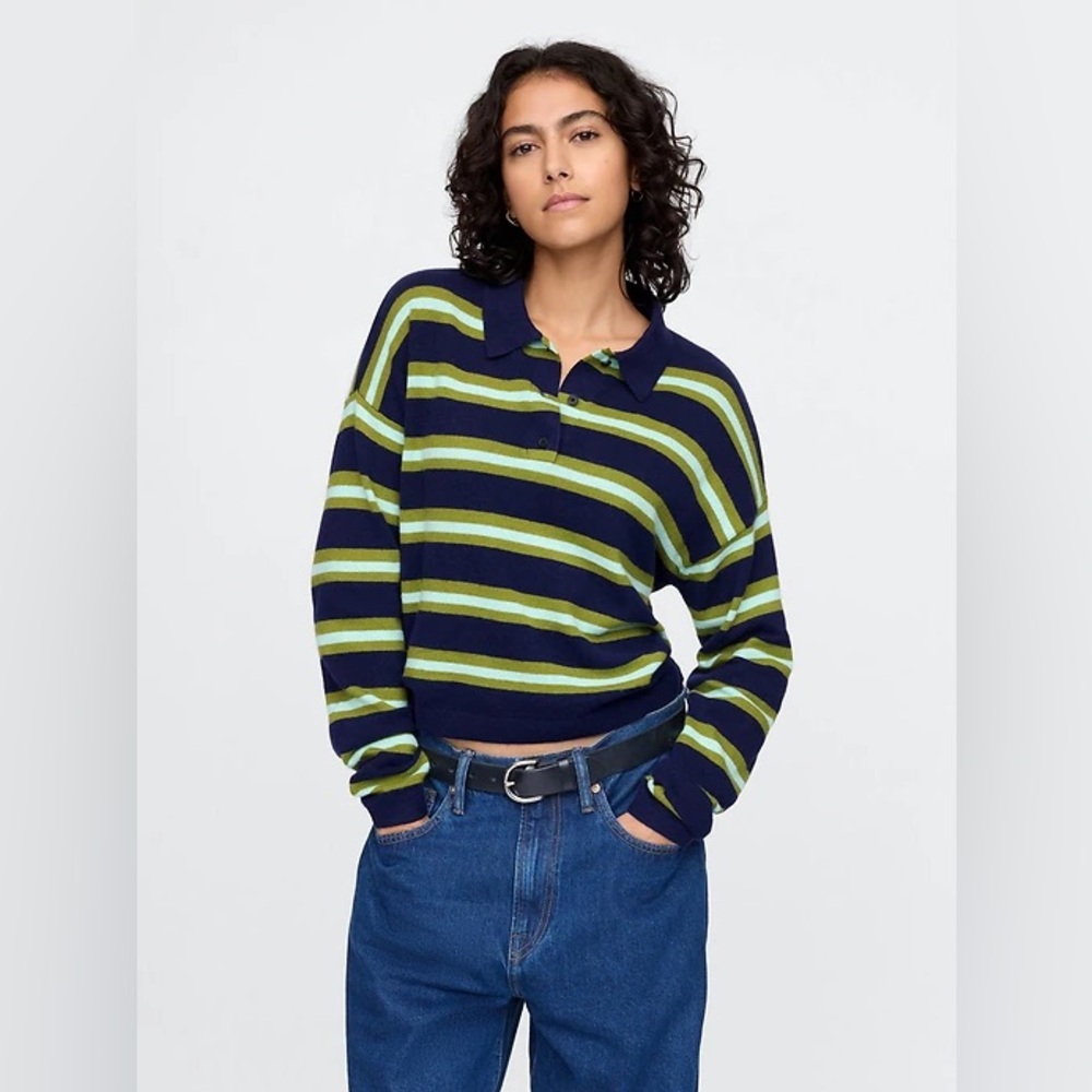 Gap CashSoft Relaxed Striped Polo Sweater